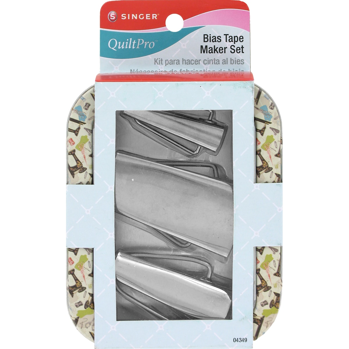 Singer QuiltPro Bias Tape Maker Set 1/4, 1/2, and 1 inch Collectible Tin