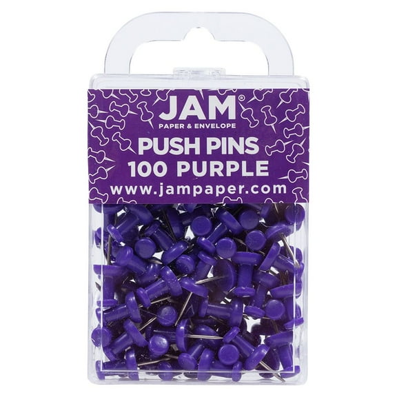 JAM Paper Push Pins, Purple, 100/Pack