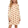 thumbnail image 3 of MKOSPLRT Nightgowns Silk Satin Pajama Dress for 5-15 Years Long Sleeve Sleepwear Soft Princess Cute Print Night Dress Wedding Party Casual Wear, 3 of 9