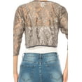 thumbnail image 4 of Moa Collection Women's Lace Crochet Bolero Open Cardigan with Sheer 3/4 Sleeves, 4 of 7