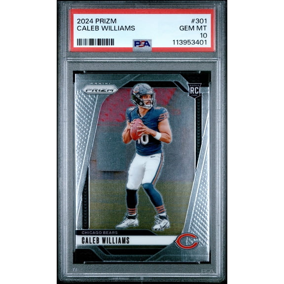 Caleb Williams 2024 Prizm Rookie Football Card #301 Graded PSA 10 Cert #113953401