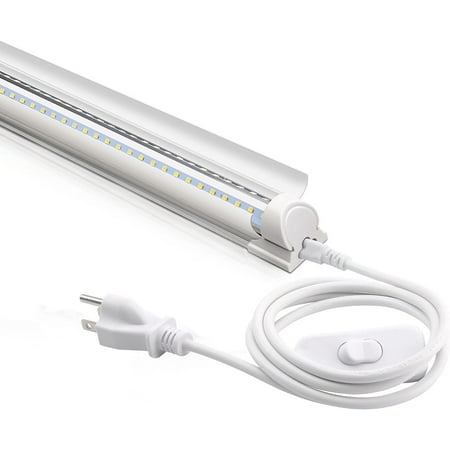 Barrina LED Shop Light 4FT  40W 5000LM 6500K  No RF Interference Garage Lights with Reflectors  V Shape Linkable LED Shop Lights  Clear Cover LED Ceiling Light  T8 Integrated Light Fixture