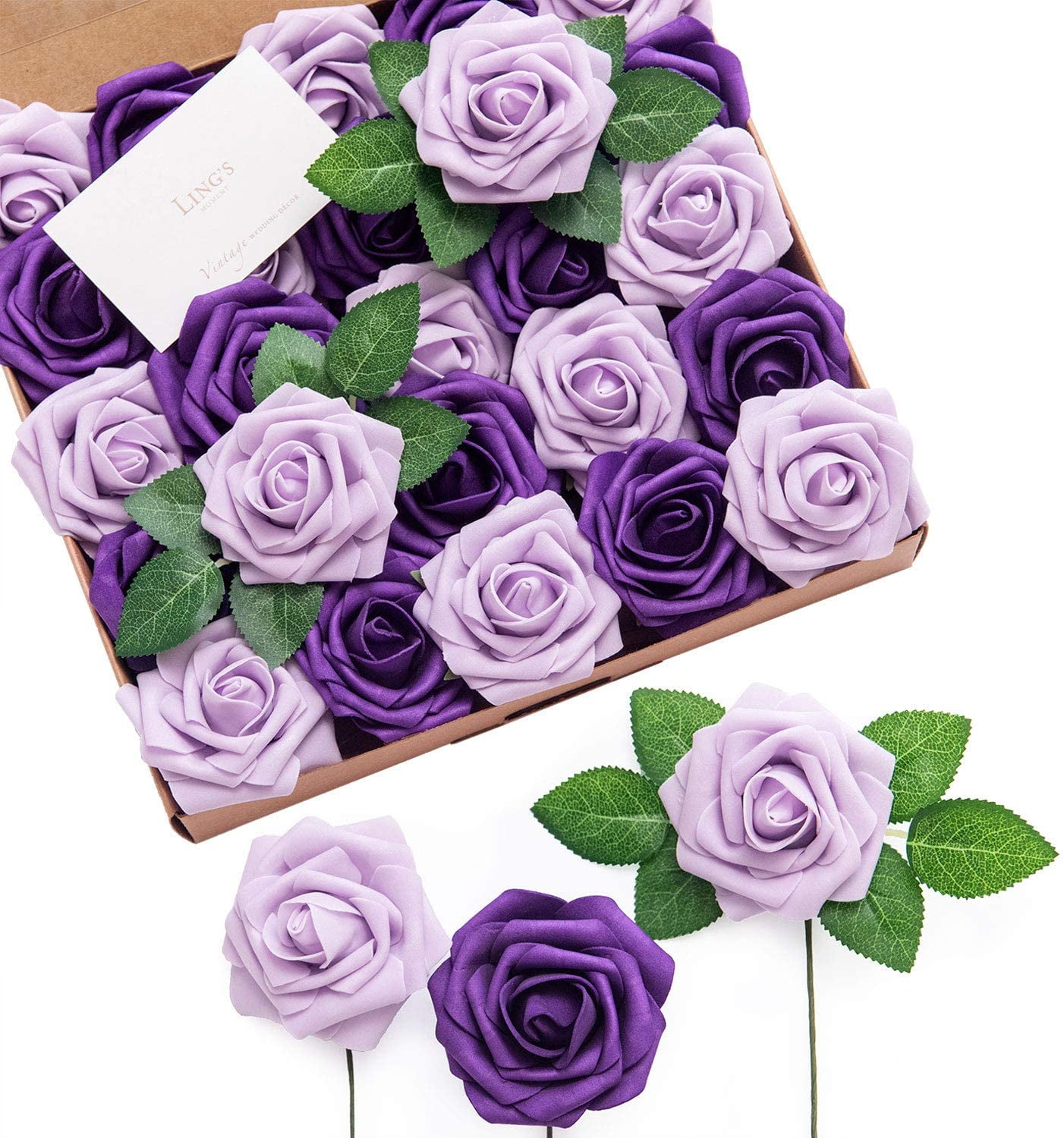 Purple Rose Artificial Flower Bouquets Faux Wedding Silk Flowers Centerpieces 