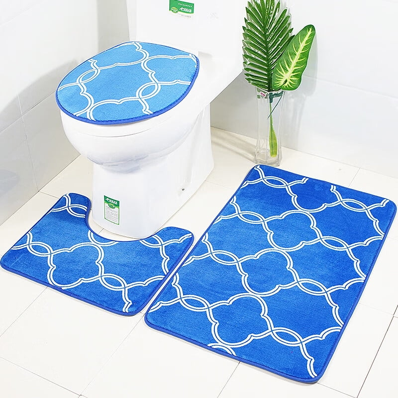 muxika 3pcs/set Bathroom Pedestal Rug + Lid Toilet Cover + Bath Mat