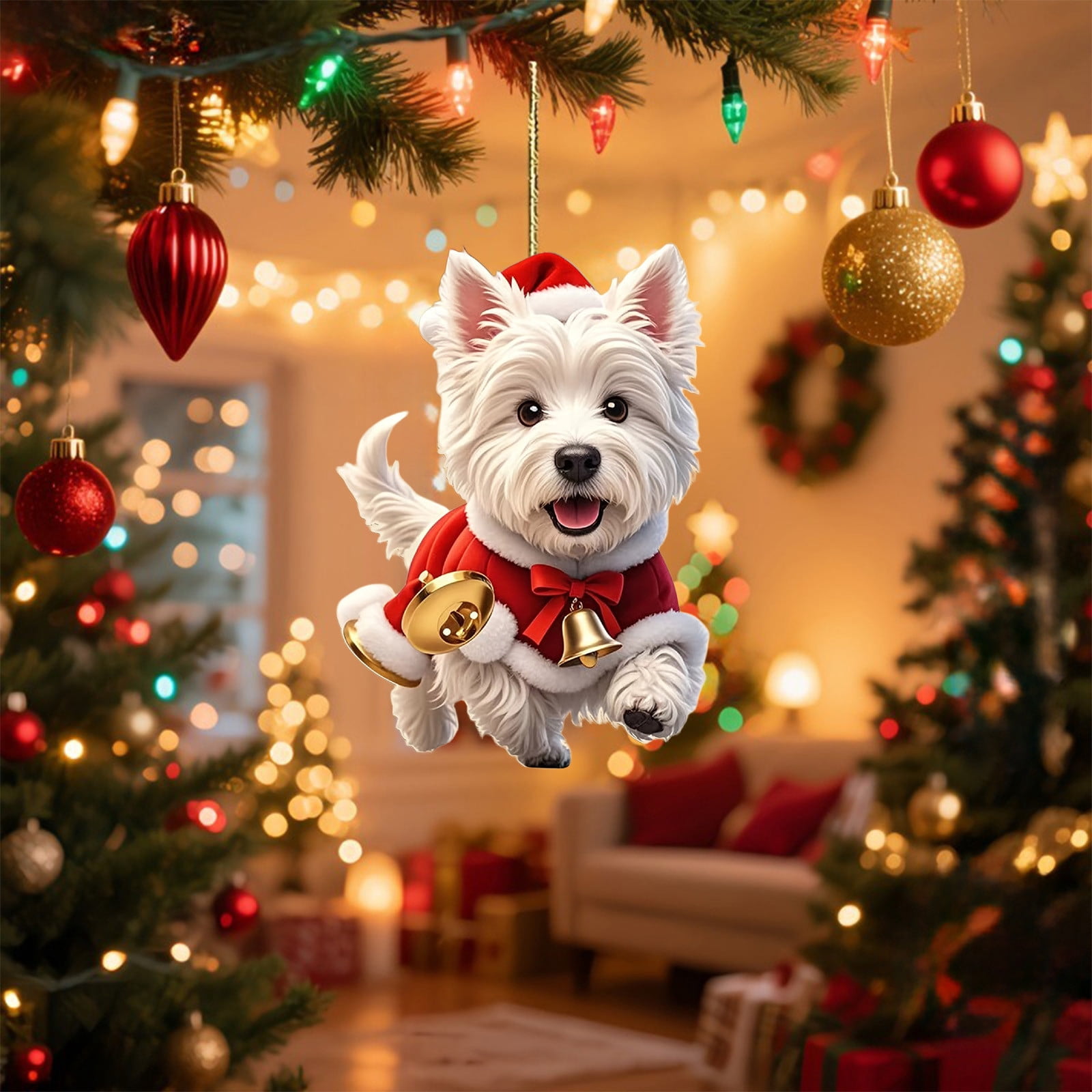 Ornement De Noël En Acrylique Forme Animal - Décoration Suspendue Pour Sapin, Voiture, Fenêtre