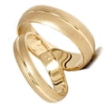 thumbnail image 3 of Pompeii3 Channel Brushed Wedding Band Set - 14K Yellow Gold, His & Hers, Comfort Fit, 3 of 5