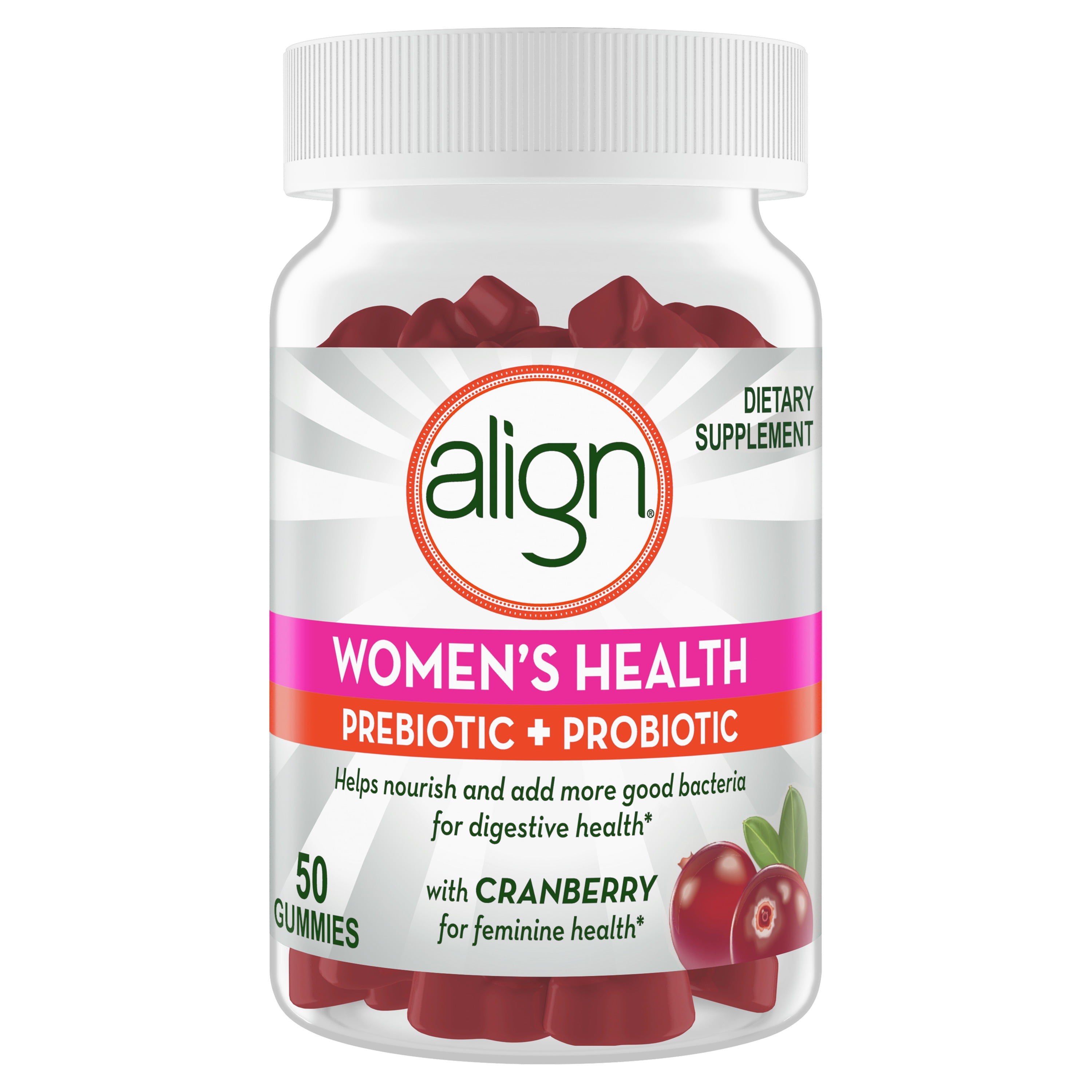 Align Women's Prebiotic Probiotic Supplement Gummies, Cranberry 50 Ct