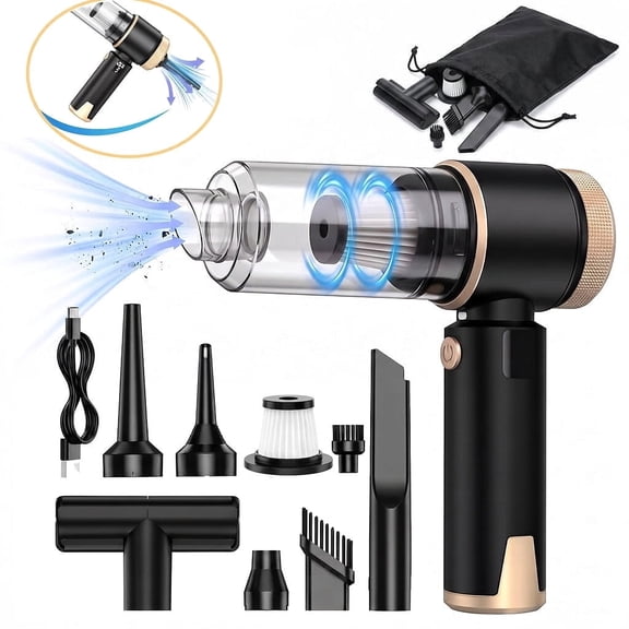 KANFUAQ Car Vacuum Cleaner, 16000Pa 4-in-1 Cordless Handheld Vacuum, Electric Air Duster for Car, Home and Office