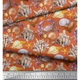 thumbnail image 3 of Soimoi Orange Moss Georgette Fabric Crab,Shell & Coral Ocean Print Fabric by Yard 42 Inch Wide, 3 of 3
