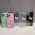 thumbnail image 4 of Compatible with iPhone 14 Pro Max Bling Case 3D Diamond Butterfly Case Luxury Sparkly Glitter Sequins Phone Cover for Women Girly Shiny Aesthetic Soft TPU Protective Shockproof Cover, Purple, 4 of 12