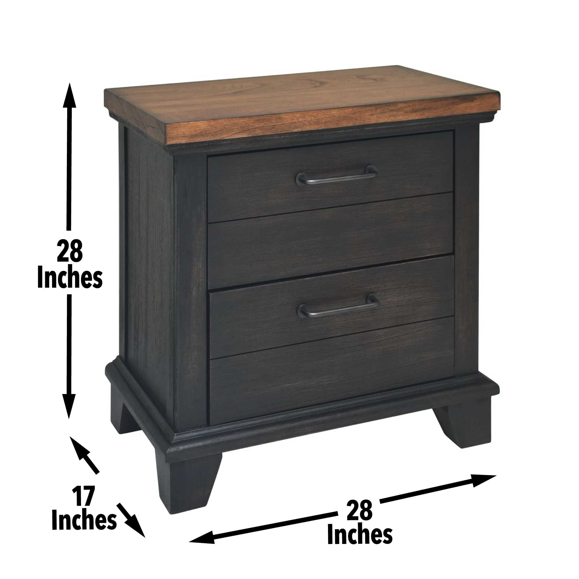 Steve Silver Bear Creek Rustic Nightstand with Two Drawers, Brown