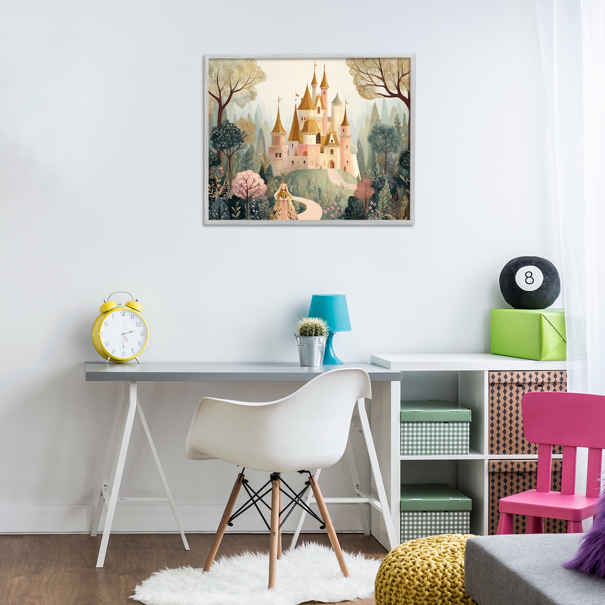 Stupell Industries Whimsical Castle Path Gray Framed Giclee Art, design by Christine Simpson Art