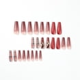 thumbnail image 3 of Fofosbeauty 24pcs Press on False Nails, Long Coffin Fake Nails, Coffin Big Stones Maple-leaf Red, 3 of 6