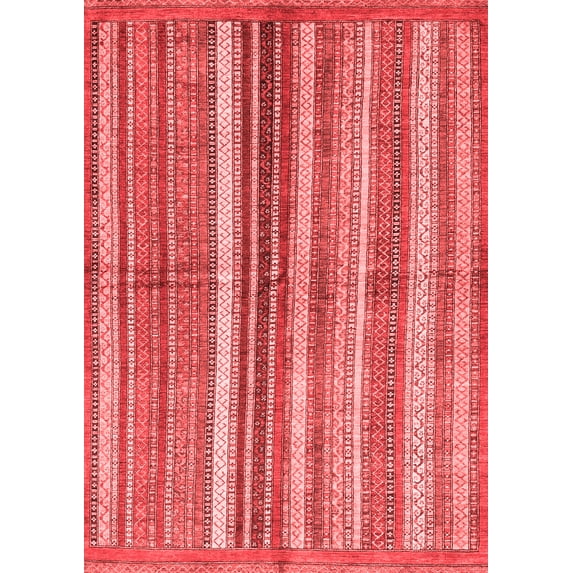 Ahgly Company Indoor Rectangle Abstract Red Modern Area Rugs, 8' x 12'