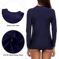 thumbnail image 2 of Charmo Womens Long Sleeve Rashguard Swimsuit Zip Front Color Block Tankini Sun Protection Rash Guard, 2 of 6