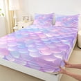 thumbnail image 3 of Manfei Cute Mermaid Pattern Twin Sheet Sets,Cartoon Ocean Sealife Twin Fitted Sheet,Pink Purple Ombre Flat Sheet For Girls Kids,Super Cozy Room Decor,3-Piece, 3 of 7