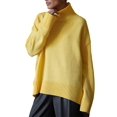 thumbnail image 3 of Women'S Sweater Thick Long Sleeve Knit Pullover High-Low Hem Fashion Autumn and Winter Basic Pullover Top Yellow S, 3 of 9