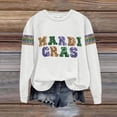 thumbnail image 2 of Aoiroe Women Mardi Gras Sweatshirts Carnival Sweatshirt Funny Graphic Long Sleeve Shirt Fat Tuesday Pullover Top White 2XL, 2 of 9