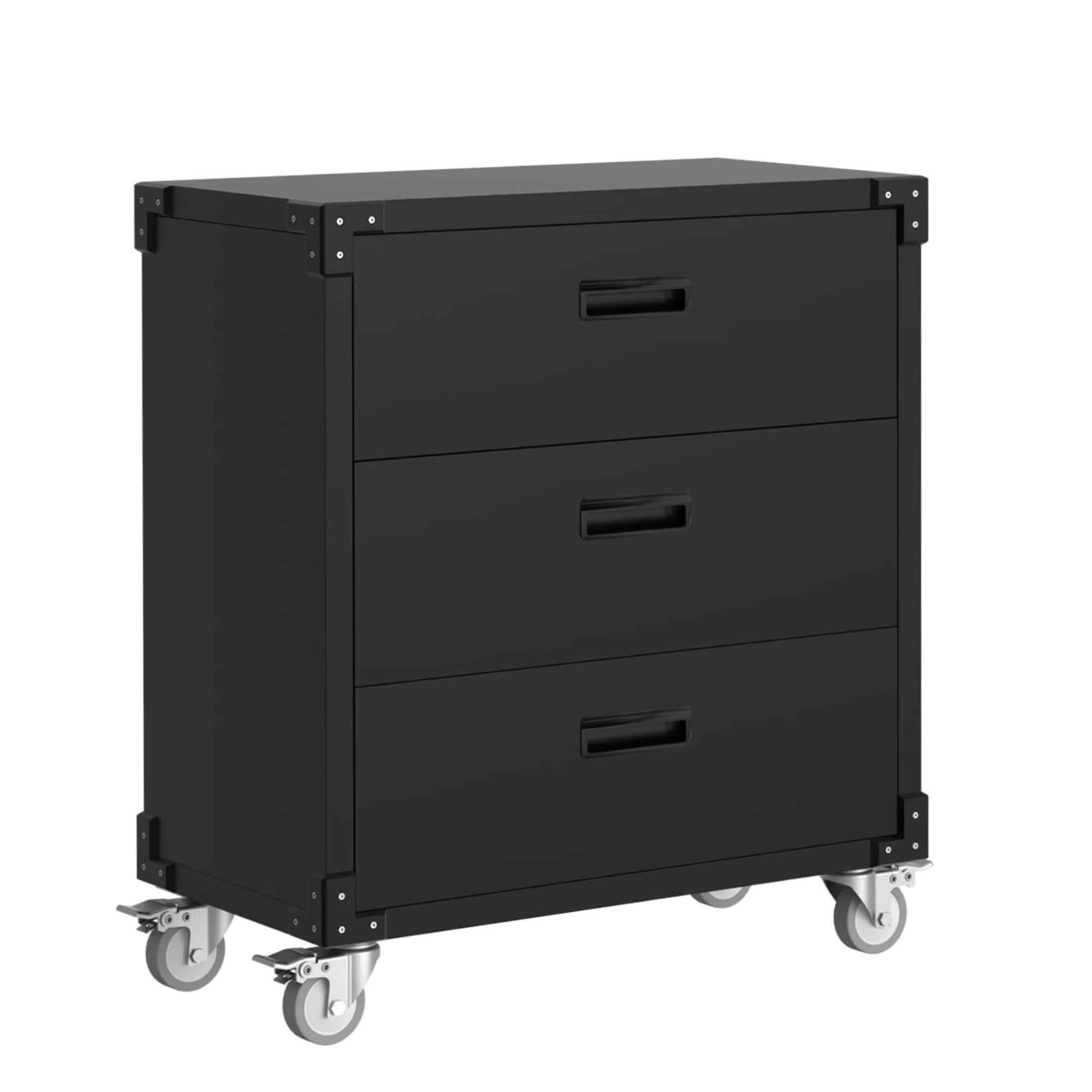 Garvee 3 Drawer File Cabinet, Heavy Duty Metal Wide Filing Organization Cabinet with Wheels for Home, Office Black