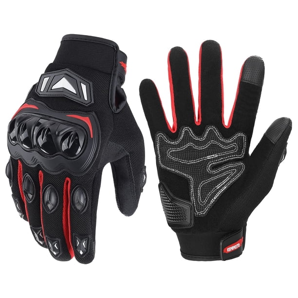 Guantes de moto KEMIMOTO para hombre con pantalla táctil para ciclismo, color rojo L