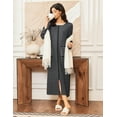 thumbnail image 4 of Ekouaer Women Long House Coat Zipper Front Robes Full Length Nightgowns with Pockets Striped Loungewear, 4 of 5