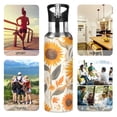 thumbnail image 7 of Yayeee 33oz Insulated Water Bottle Double Wall Stainless Steel with Flip Straw Lid, Watercolor Sunflowers and Leaves, 7 of 7