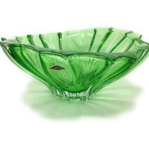 Plantica Green Collection Modern Crystal Hand-Crafted Decorative Bowl - 8.8 Inch Medium Bowl, Green