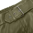 thumbnail image 4 of YueHuiYing Women's Fashionable Casual Faux Leather Pants High-Waisted Design with Relaxed Pockets Waistband-Tucked Faux Leather Silhouette Green XL, 4 of 8