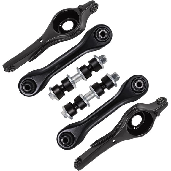Detroit Axle - 6pc Rear Control Arms Kit for 2000-2011 Ford Focus, 4 Lower Forward and Rearward Control Arms 2 Stabilizer Sway Bar Links 2001 2002 2003 2004 2005 2006 2007 2008 2009 2010 Replacement