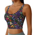 thumbnail image 2 of Fotbe Flowers And Birds Pattern Womens' Sports Bra Longline Wirefree Padded with Medium Support Sports Moisture-Wicking Workou Vest,Tank Top-Medium, 2 of 7