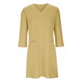 thumbnail image 4 of Dyegold Sundresses for Women Casual Beach - Plus Size Dress for Women V Neck Short Sleeve Cotton Linen Solid Color Midi Sundress ​Casual Loose Summer Beach ​​Dress, 4 of 8