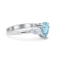 thumbnail image 3 of Three Stone Teardrop Pear Art Deco Aquamarine CZ Ring Band 925 Sterling Silver Size 9, 3 of 5