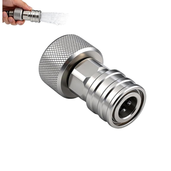 Stainless Steel Garden Hose to Power Washer Adapter, 3/4 GHT to 1/4 Inch Connector, Convert Water Hose to Pressure Washer Attachment(RL Connector 1 PC)