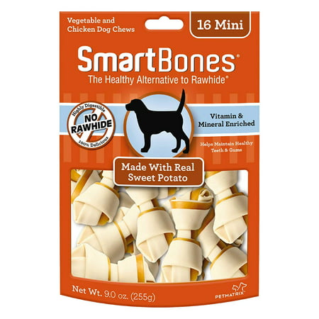 Sweet Potato Dog Chew, Mini, 16 pieces/pack, Now made in Vietnam; Made with Real Sweet Potatoes, Chicken and Vegetables By