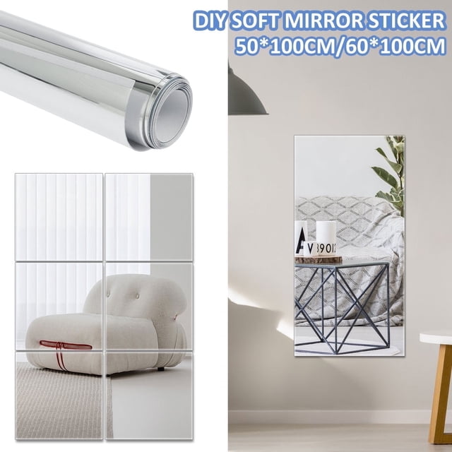 Mamamax Flexible Mirror Sheets,Mirror Wall Stickers,Mirror Effect Self-Adhesive Cuttable PET Non Glass Mirror Reflective Sticker for Bathroom Living Room Decor,19.7x39.4in-19.7x39.4in-