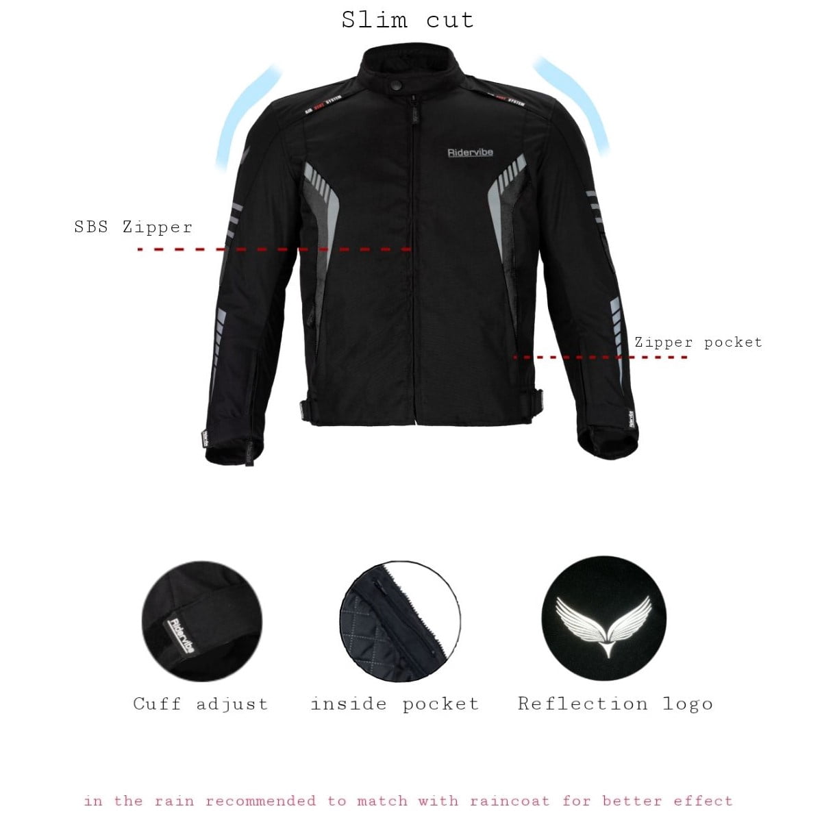 Dream Apparel Men's All-season Motorcycle Jacket for Enduro Dualsport Riding with 600 D polyester, Armor Foam Padding, Visibility