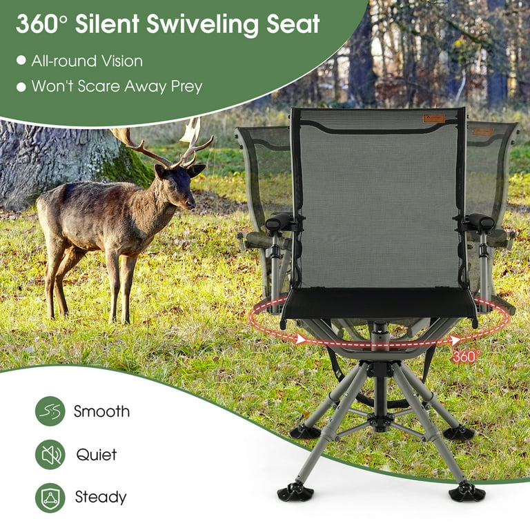 Swivel Folding Chair with Backrest and Padded Cushion - Costway