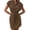 #690-Brown, variant on Womens Striped V Neck Short Sleeve Linen Look Dress Loose Fit Casual Shift Dress for Spring 1-Pack Gift