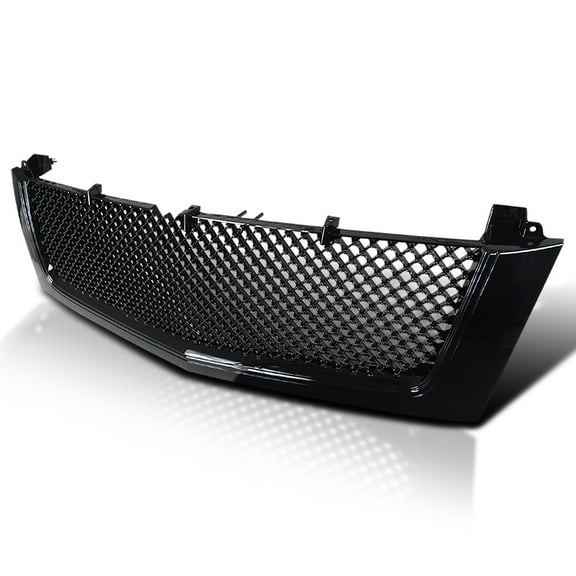 Spec-D Tuning Glossy Black Mesh Front Bumper Hood Grille Compatible with 2002-2006 Cadillac Escalade EST ESV