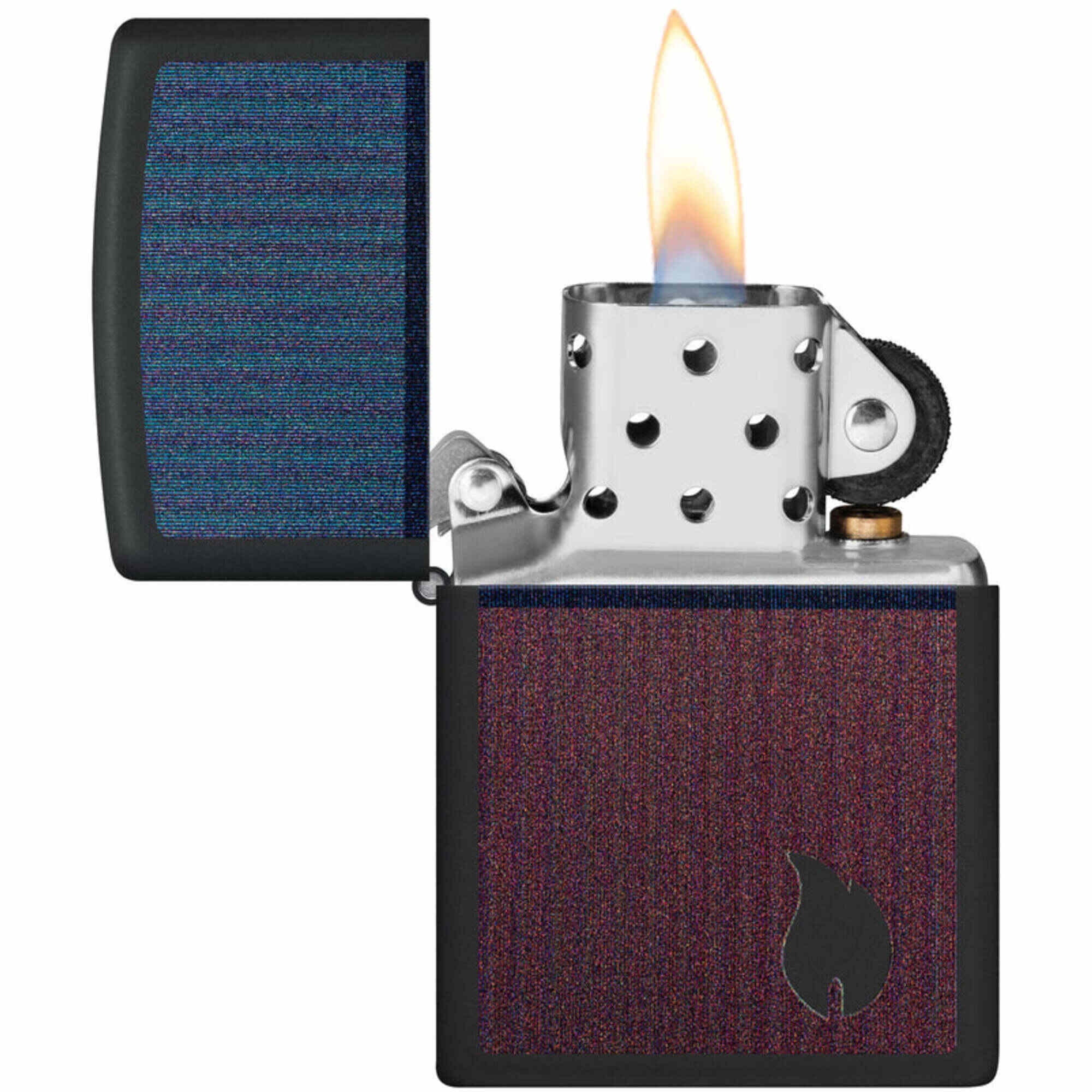 Zippo 46476 Color Block Flame Design Matte Black Pocket Lighter