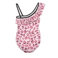 thumbnail image 5 of Uorisanigo Kids One Piece Bathing Suits for Girls Size 11-12 Ruffle Shoulder Swimming Lessons Swimwear Adjustable Strap Quick Dry Athletic Practice Suit, Pink Leopard Print, 5 of 7