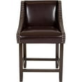 thumbnail image 6 of Home Square Carmel 24" Leather Counter Stool in Brown and Walnut - Set of 2, 6 of 6