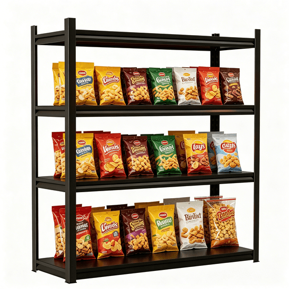 5 Tier Steel Storage Shelves Heavy Duty, Adjustable Metal Storage Rack with Double Edge Columns, Multipurpose Shelving Unit for Kitchen Garage Office Commercial Use