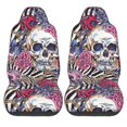 thumbnail image 1 of LAKIMCT Skull Roses Zebra Print Car Seat Covers Vehicle Front Seat Covers Universal Fit Seat Protector, 1 of 9