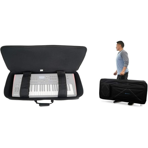 BEST BAG 61 Key Padded Keyboard Gig Bag Case, 22mm Foam Padding, 600 Denier Nylon, Handles, Fits Most 61-Key Keyboards, for Musicians and DJs