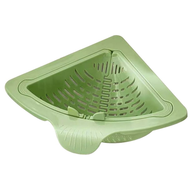 Cesta triangular para colador de fregadero con base magnética para drenado en esquina de cocina y eliminación de restos de comida