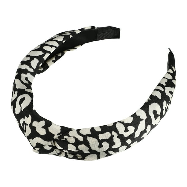 Diadema de Patrón de Leopardo Unique Bargains Ancha Elástica con Nudo Negra