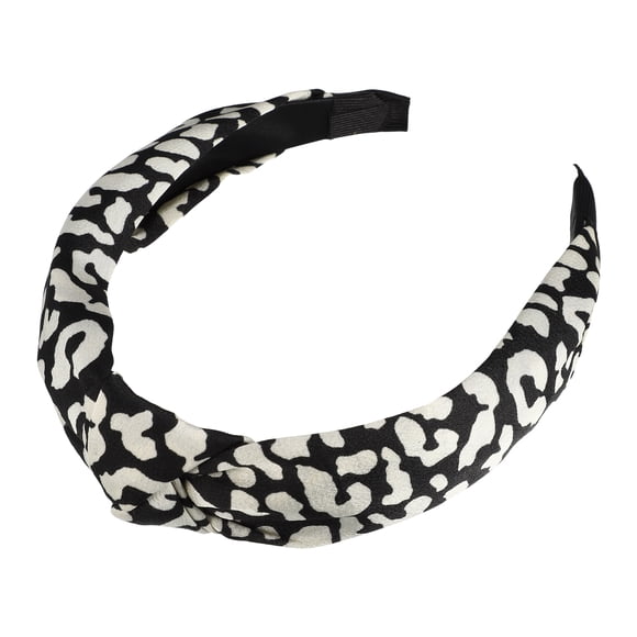 Diadema de Patrón de Leopardo Unique Bargains Ancha Elástica con Nudo Negra