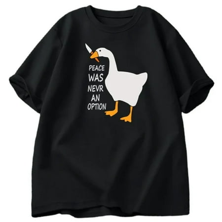 

HNGPNGH Men and women‘s trendy short sleeve cotton tee with stylish goose peace graphic print - Comfortable and chic leisure wear for a fashionable look - Perfect combination of style and
