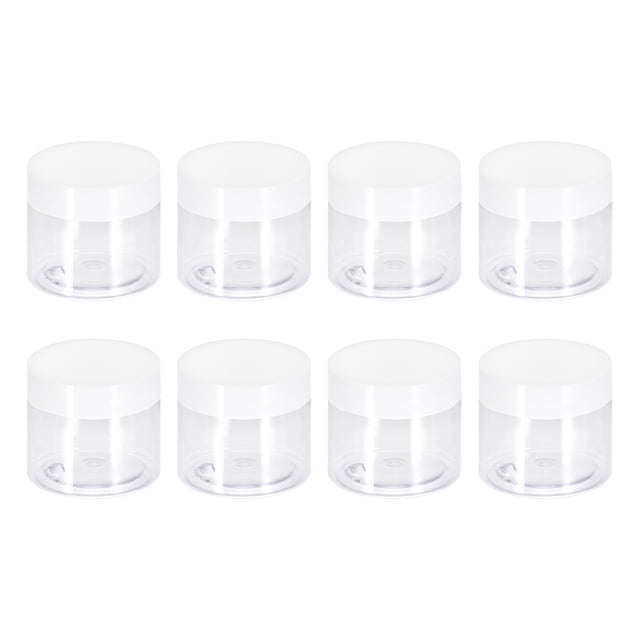 Unique Bargains 8Pack 150ml Clear Plastic Jars with White Lid Food Storage Containers for Kitchen